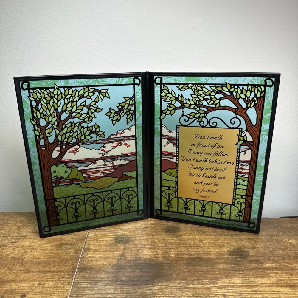 Yorkraft Stained Glass Panels Trees Outdoor Scene‎ Suncatcher Camus No 1200